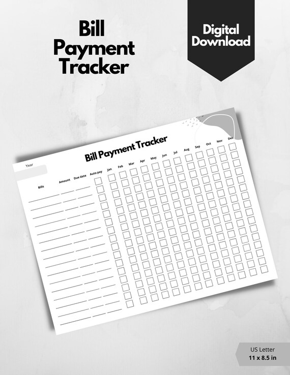 Printable Bill Payment Tracker / Bill Payment Tracker Annual / | Etsy