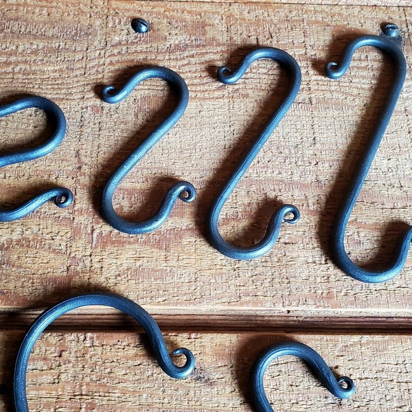 S hooks / hand forged metal s hooks for hanging stuff / multiple sizes / custom sizes available