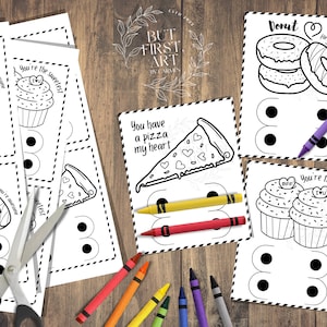Tarjeta para colorear del día de San Valentín; Tarjetas porta crayones