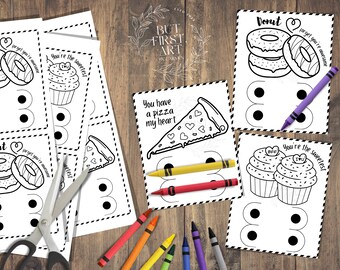Coloring Valentines Day Card; Crayons Holder Cards