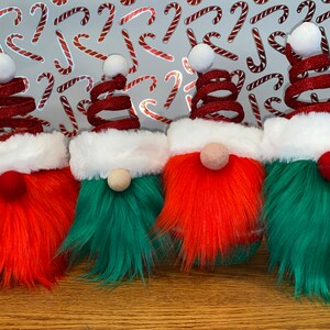 Spiral Christmas Tree Gnomes. Fun hats.  Holiday Gnomes.  Christmas Gnomes, Accents, Home Decor