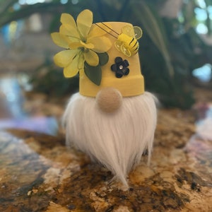 Pothead Bumblebee yellow beard gnome, Bumblebee gnome, white beard, pothead gnome, garden sock gnome, Made with love!