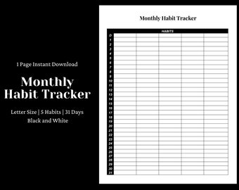 Printable Habit Tracker 5.5 X 8.5 - Etsy