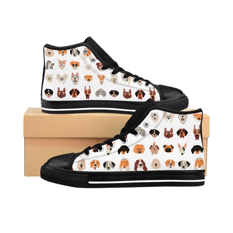 Poodle Dog Print Pattern Men Women's High Top Shoes