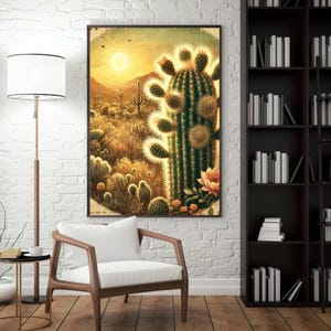 Kaktus Poster - Southwest Home Decor - Sonoran-Wüste - Boho Vintage Wandkunst - Arizona Natur - Tucson, Phoenix - Vintage Geschenk für Sie