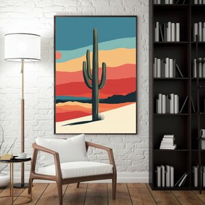 Póster de Tucson, Arizona. Póster de viaje vintage. Arte mural minimalista de naturaleza. Impresión colorida para la decoración del hogar o la oficina. Regalo de obra de arte moderna.