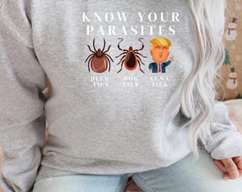Know Your Parasites Sweatshirt - Funny Anti-Trump Protest Pullover - Political Satire - Shirt for Rallies and Marches - Authoritarianism