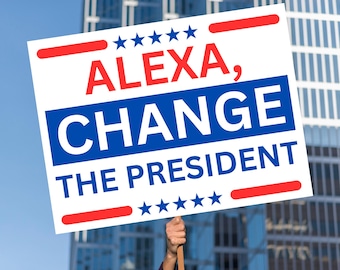 Cartello di protesta - Giornata di azione "Mani lontane" - Alexa cambia il Presidente - PDF stampabile politico - Manifesto del raduno anti-Trump - Download immediato