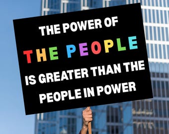 Cartello di protesta - Il potere del popolo - Giù le mani dalla giornata d'azione - 5 colori, 5 misure - Cartello stampabile per la democrazia - Scarica PDF - Trump