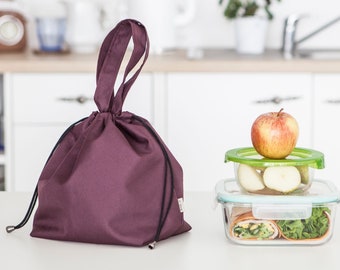 Waterproof Lunch Bag 2GOOD - Handmade Bag Ideal For Food Or Accessories-Cute Drawstring Bento Bag-Minimalist, Stylish, Sustainable Snack Bag