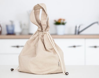 Lunch Bag 2GOOD - Handmade Bag Ideal For Food Or Accessories - Cute Drawstring Bento Bag - Minimalist, Stylish, Sustainable Snack Bag