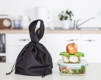 Waterproof Lunch Bag 2GOOD - Handmade Bag Ideal For Food Or Accessories - Cute Drawstring Bento Bag-Minimalist Stylish Sustainable Snack Bag