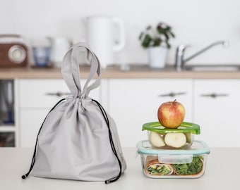 Waterproof Lunch Bag 2GOOD - Handmade Bag Ideal For Food Or Accessories - Cute Drawstring Bento Bag-Minimalist Stylish Sustainable Snack Bag