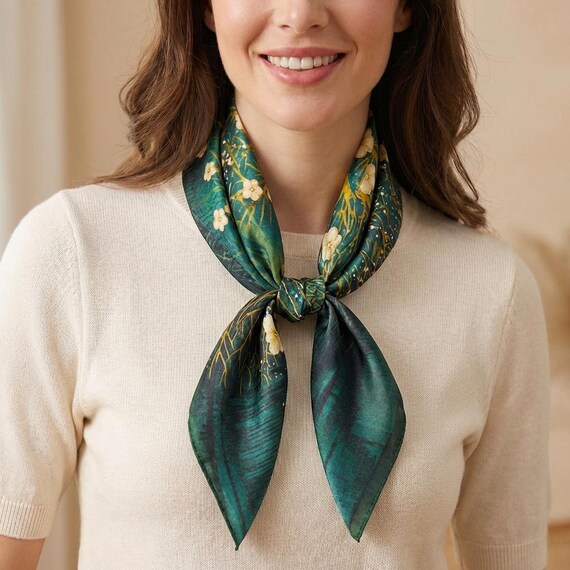 66cm Mulberry Silk Square Scarf, 100% Pure Silk Neckerchief 