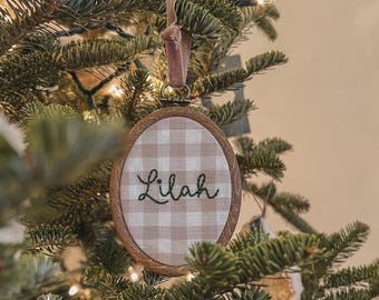 Custom Name Hand Embroidered Christmas Ornament/Stocking Tag