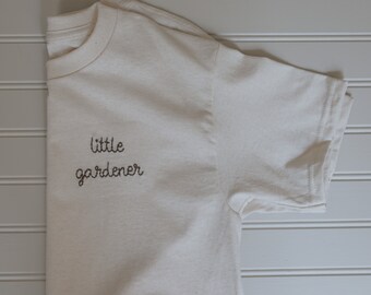 Little Gardener Hand Embroidered Kids T-Shirt | Small