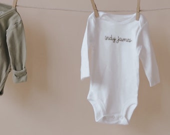 Custom Name Hand Embroidered Baby Bodysuit | Newborn - 18 Months | Baby Gift