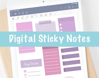 Note adesive digitali / Rosa e viola / GoodNotes Notability Note Prendere appunti di studio Student Journaling