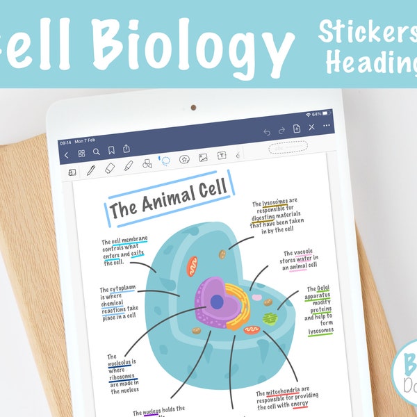 Cell Biology Digital Stickers Diagrams Headings | ipad Goodnotes Notability png Download for Note Taking and Studying| A Level High School