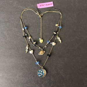 Star and moon multiple strands necklace Betsey Johnson jewelry