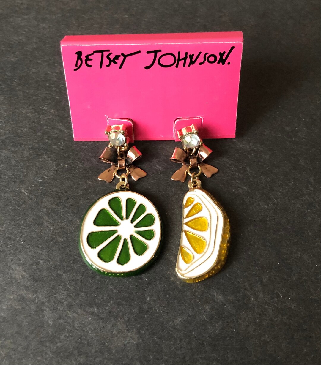 Lemon and Orange Fruit Earrings Betsey Johnson Vintage Jewelry Etsy