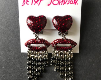 Red vampire lips earrings Betsey Johnson jewelry