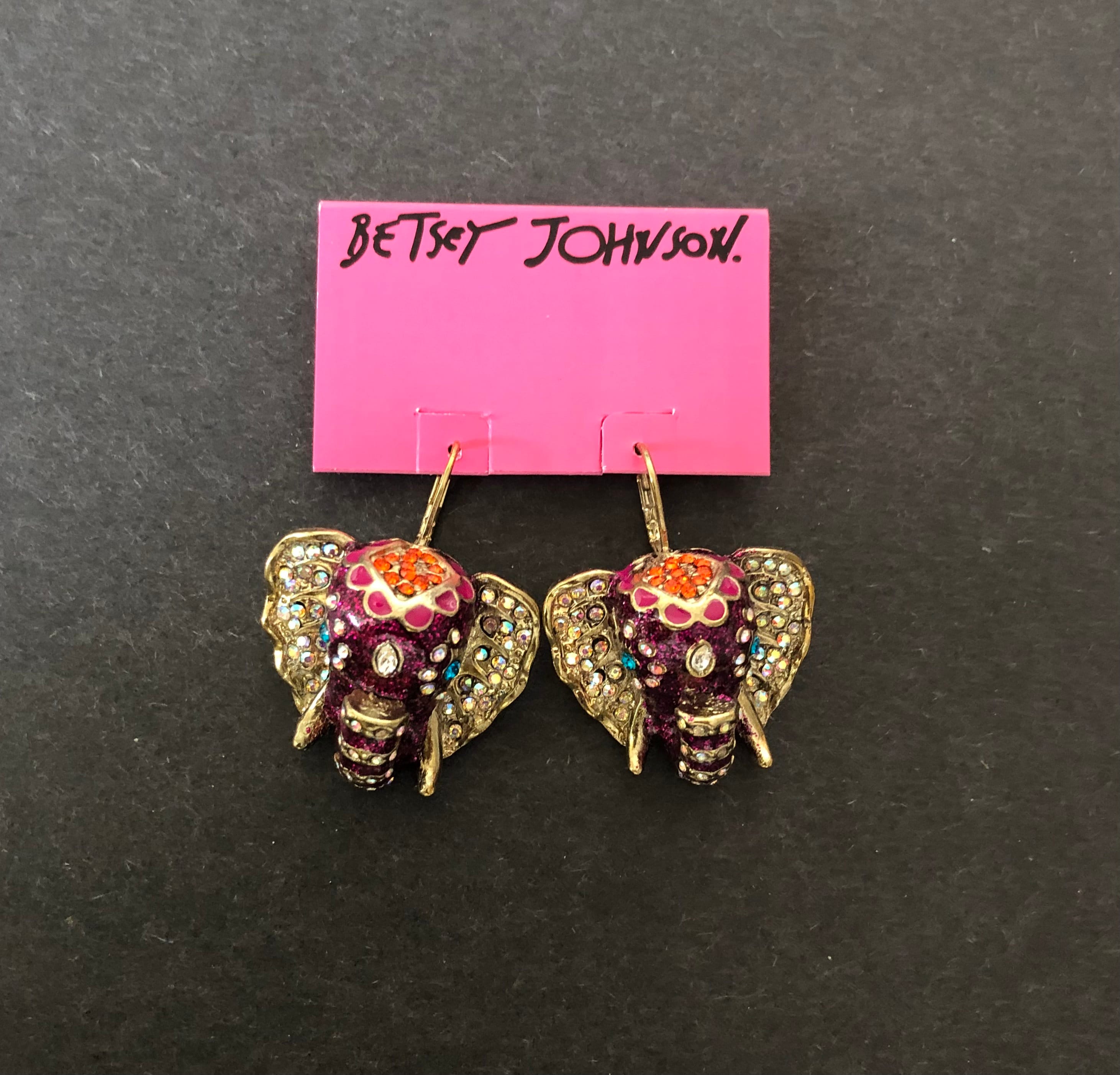 Glitter Purplish Red Elephant Earrings Betsey Johnson Jewelry Etsy