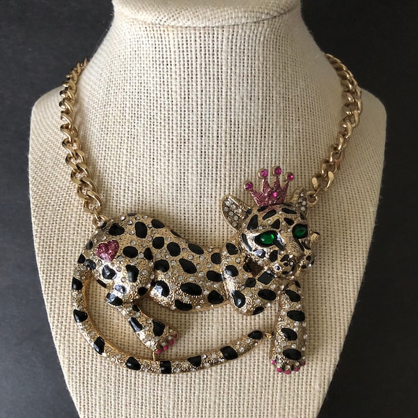 Queen Leopard necklace Betsey Johnson vintage jewelry