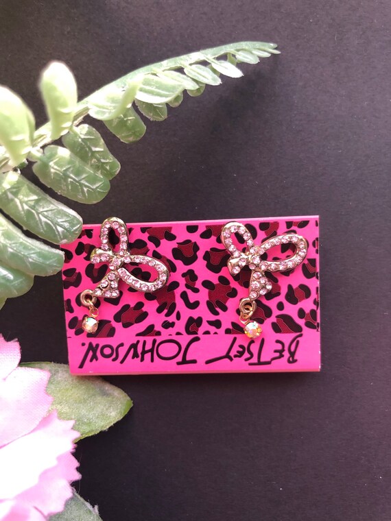 Pink Rhinestone Bow Betsey Johnson Earrings Etsy Denmark