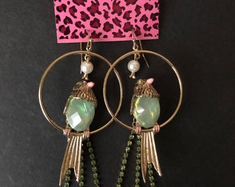 Stunning rhinestone bird earrings jewelry Betsey Johnson gift