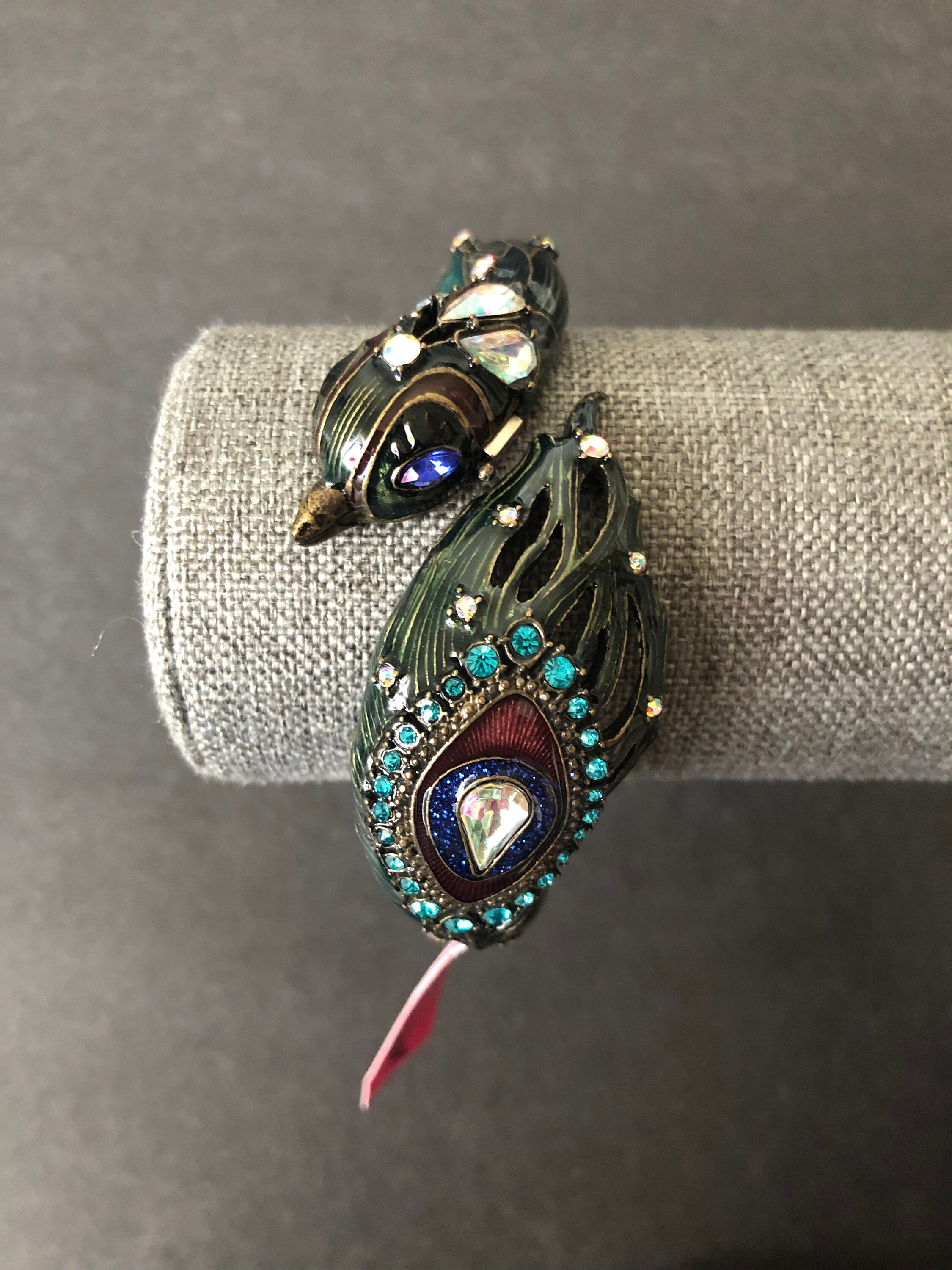 Enameled Dark Green Peacock Bird Bangle Bracelet Betsey Johnson Jewelry Etsy