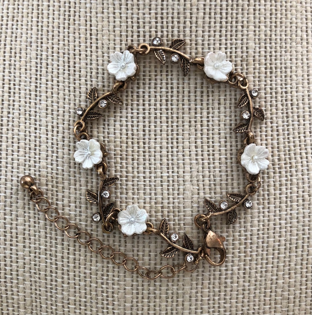 White Jasmine Flower Bracelet Jewelry Etsy
