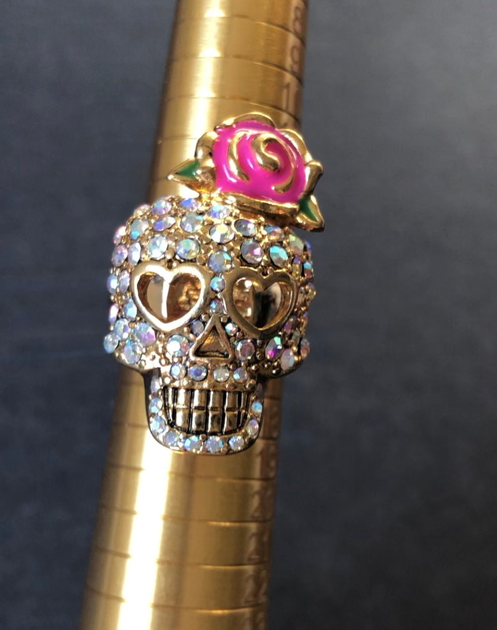 Rhinestone Sugar Skull Ring Betsey Johnson Jewelry Etsy UK
