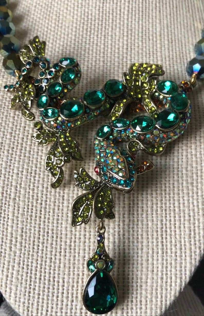 Emerald Green Snake Necklace Heididaus Vintage Jewelry Etsy