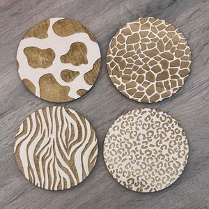 Laser Engraved Animal Print Coasters