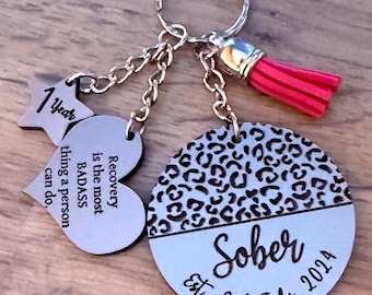 Personalised Acrylic Sober Milestone Keyring