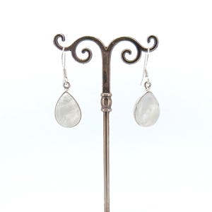 Moonstone silver earrings real gemstone