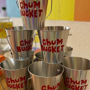 Party Pack Chum Buck. Inspired -Small- Party Favor Tin Pails- 6pc or 10pc
