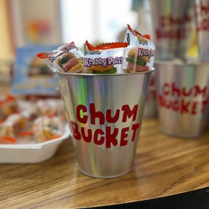 Party Pack Chum Buck. Inspired -Small- Party Favor Tin Pails- 6pc or 10pc