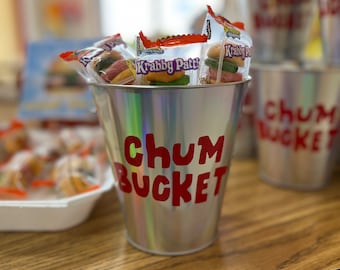 5 inch Chum Bucket Inspired Party Favor Tins: 6pc or 10pc