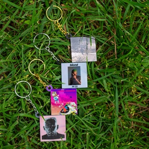 Custom Image Multicolor x Album Keychain Hanger Pendent 2 Sided Front and Back for keyrings, bags backpack, purses, lanyard, & more image 2