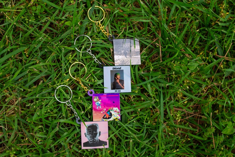 Custom Image Multicolor x Album Keychain Hanger Pendent 2 Sided Front and Back for keyrings, bags backpack, purses, lanyard, & more image 2