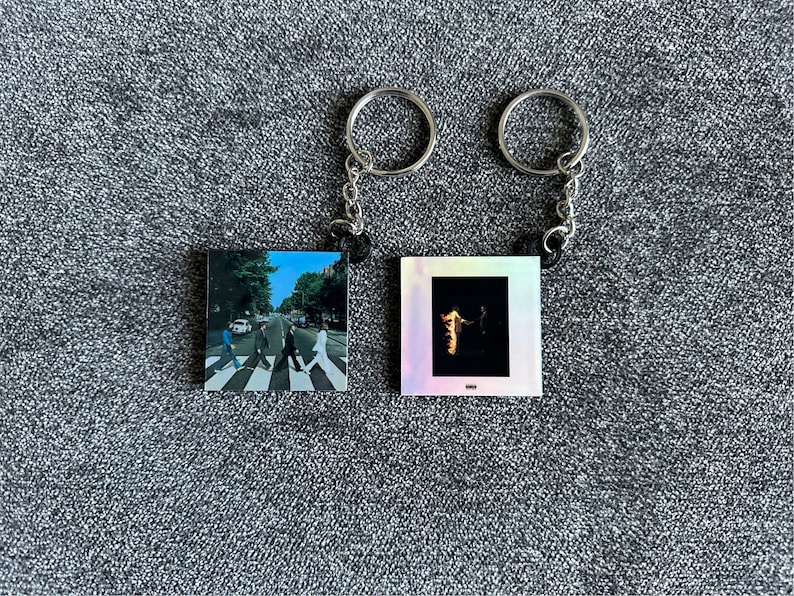 Custom Image Multicolor x Album Keychain Hanger Pendent 2 Sided Front and Back for keyrings, bags backpack, purses, lanyard, & more image 4