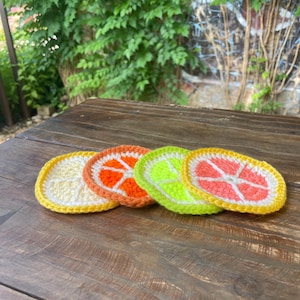 Handmade Citrus Coasters – Lemon, Lime & Orange Drink Coaster Set – Summer Kitchen Decor