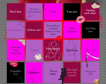 Smut Romance Book Bingo - *2  different cards*