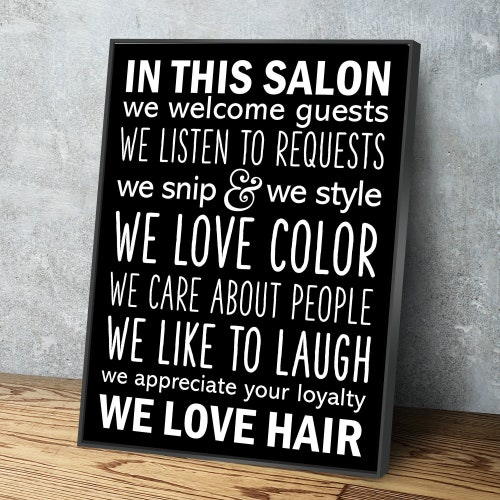 Salon Decor Ideas Hair Salon Decor Salon Rules Canvas Wall Etsy