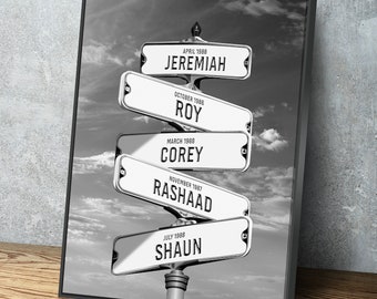 Digital File Personalized Street Sign Multi-Name Custom Canvas Wall Art Personalized Canvas Wall Art Various Sizes Personalized Gift