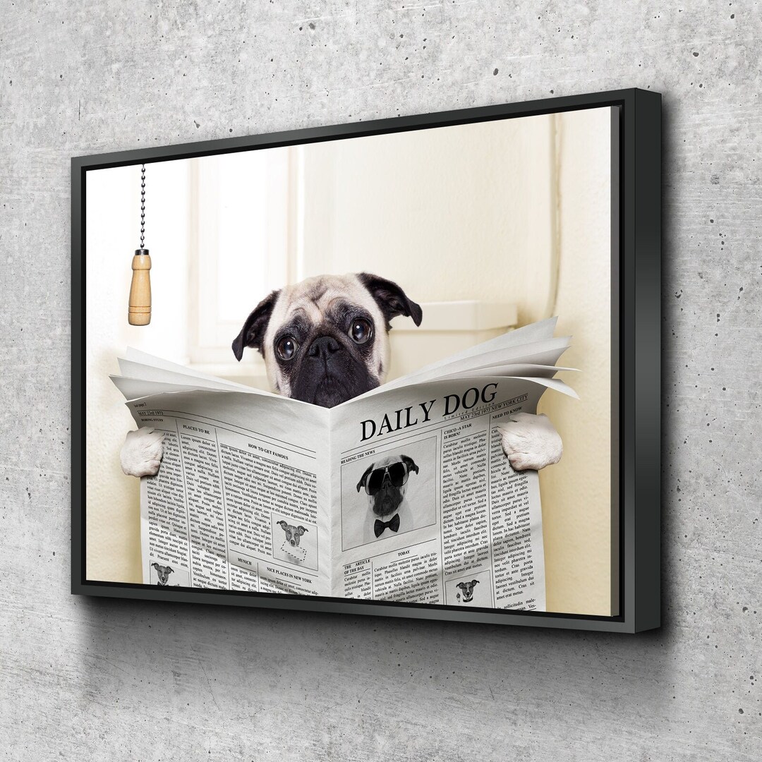 Dog Bathroom Art Bathroom Wall Decor Bathroom Canvas Art - Etsy