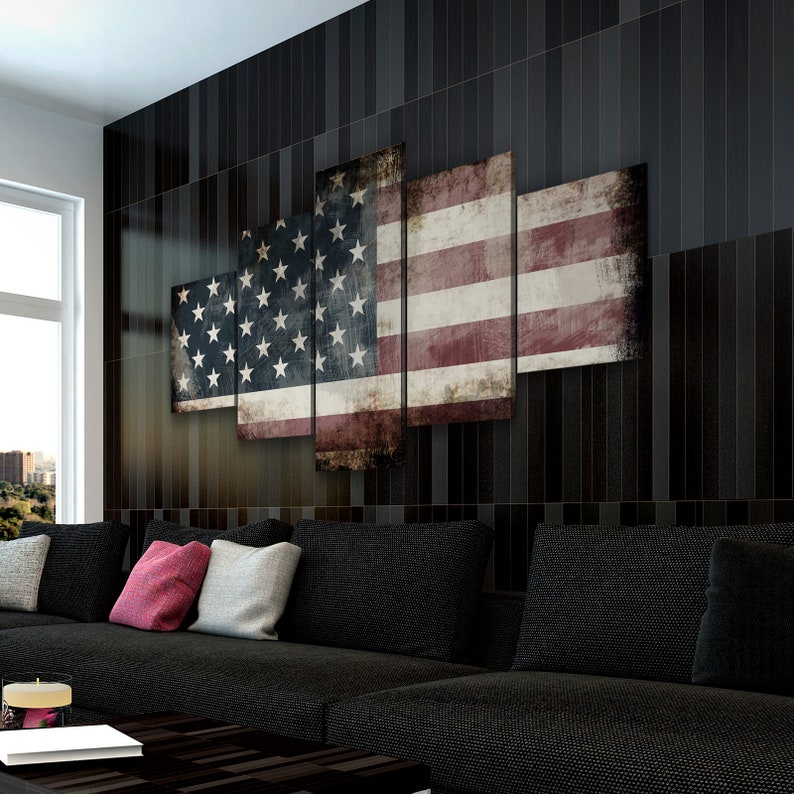 american flag decor in a rustic design