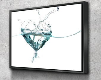 Water Heart Splash Wave Landscape Bathroom Wall Art | Bathroom Wall Decor | Bathroom Canvas Art Prints | Canvas Wall Art